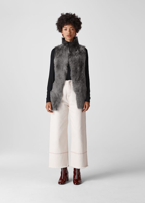 Grey Sheepskin Reversible Gilet