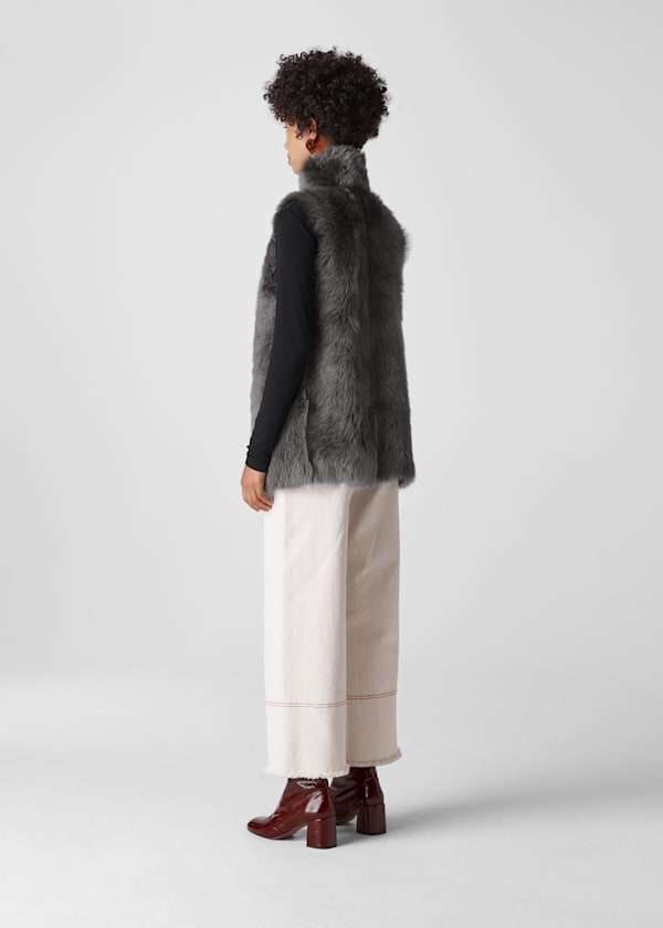 Grey Sheepskin Reversible Gilet