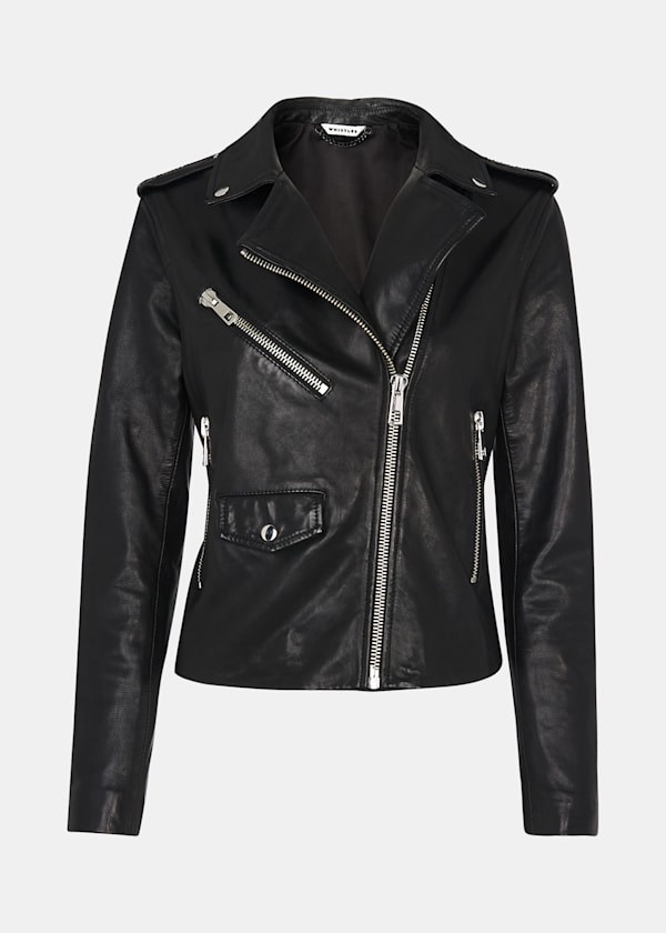 Black Agnes Pocket Leather Jacket
