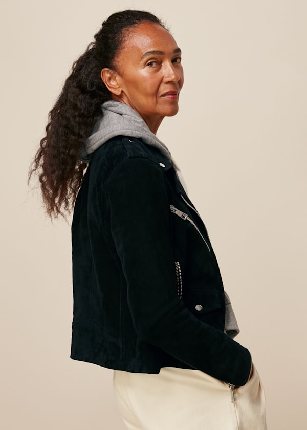 Black Suede Agnes Leather Jacket