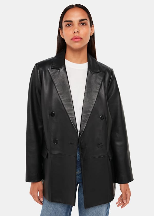 Aliza Waisted Leather Blazer