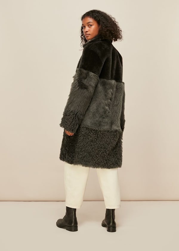 Khaki Cosma Shearling Coat