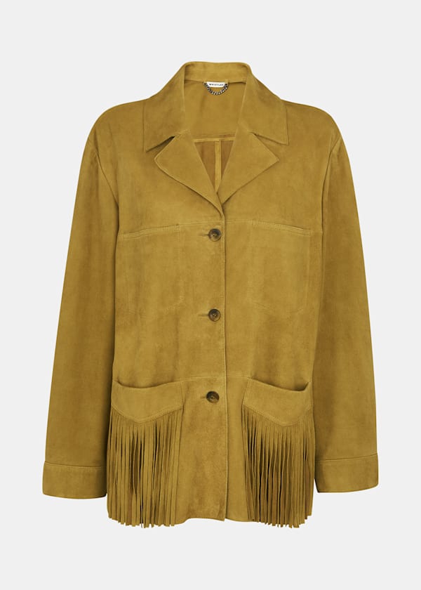 Neutral Lani Tassel Suede Jacket