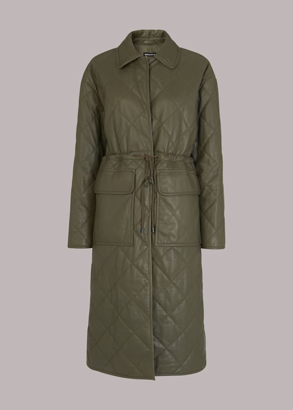 Khaki Millie Leather Quilted Coat