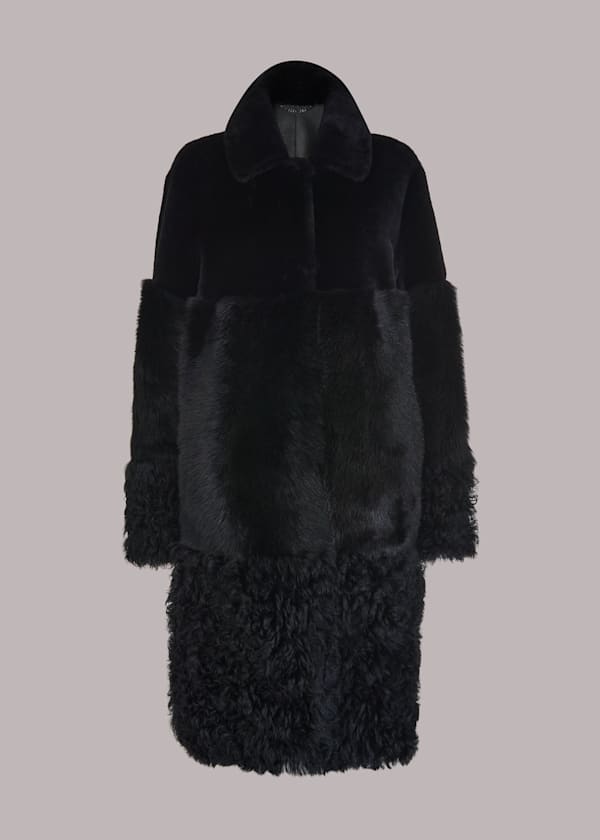 Black Cossma Shearling Longline Coat
