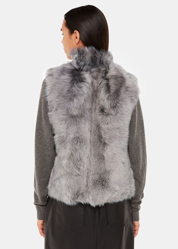 Grey Short Toscana Sheepskin Gilet