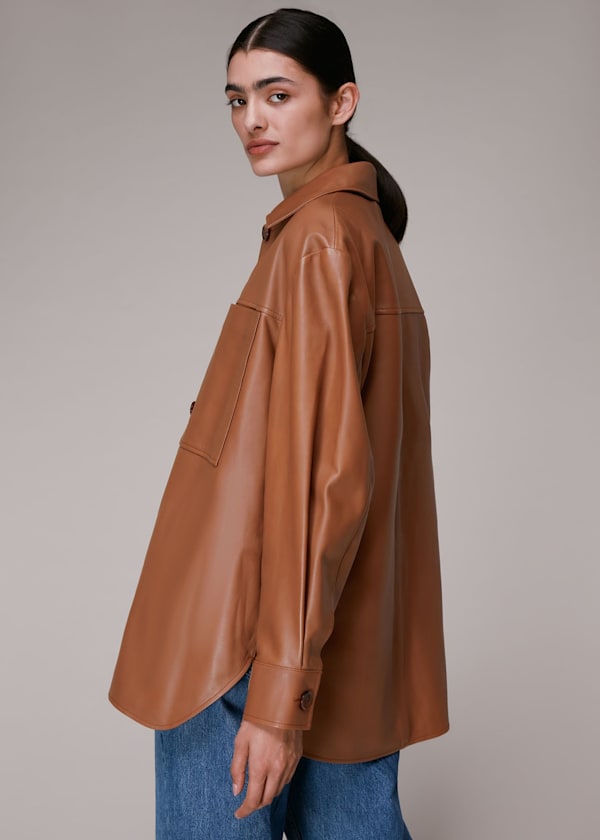 Chocolate Cady Leather Pocket Overshirt