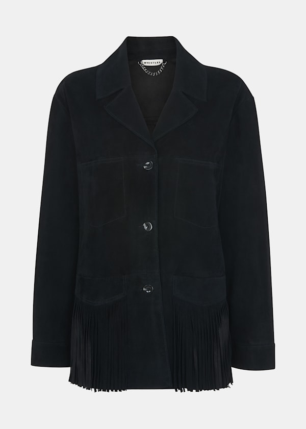 Black Lani Tassel Suede Jacket