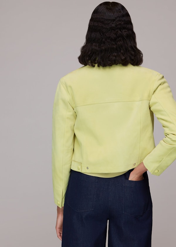 Lime Yuri Cropped Suede Jacket