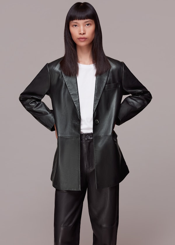 Black Stina Leather Blazer