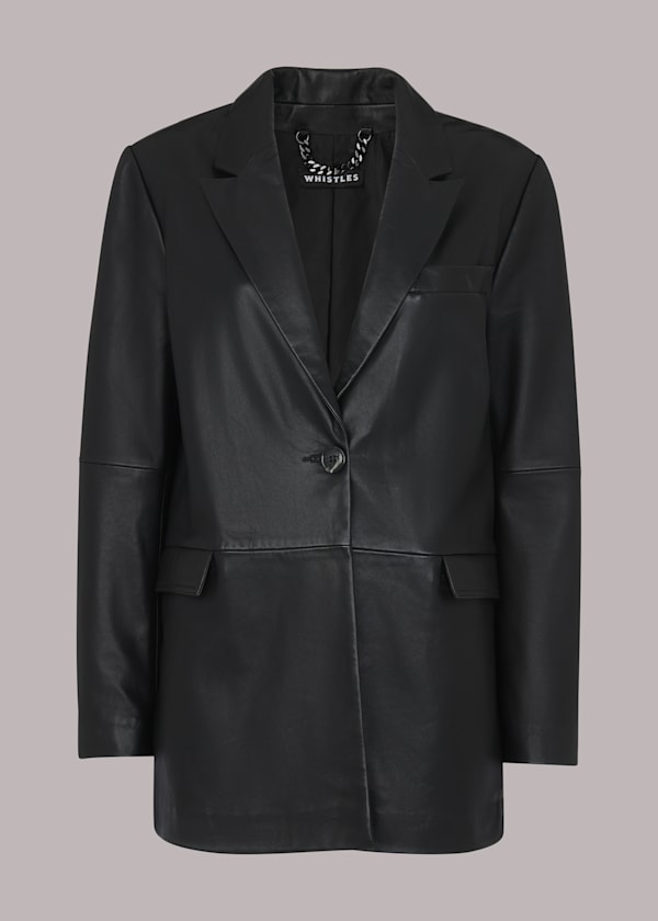 Black Stina Leather Blazer