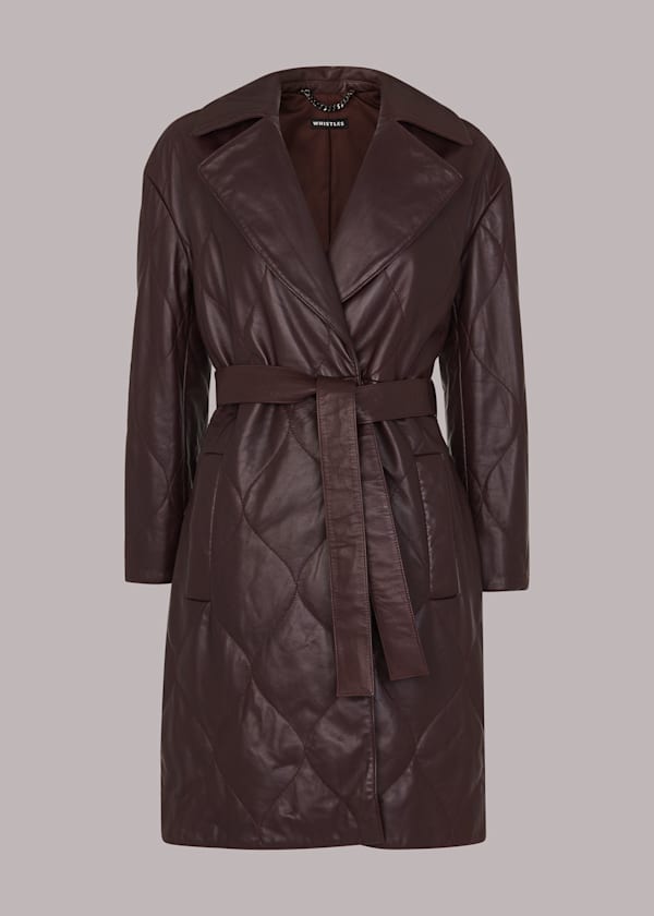 Burgundy Luna Leather Belted Jacket