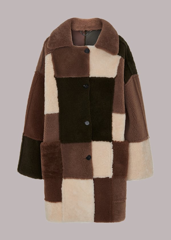 Brown Reversible Patchwork Coat