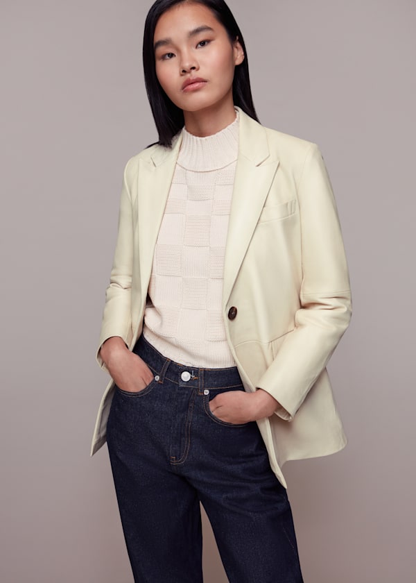 Ivory Stina Leather Blazer