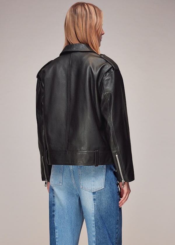 Black Sophia Oversized Leather Biker