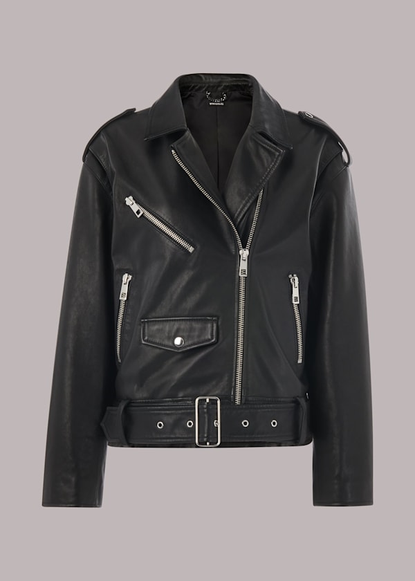 Black Sophia Oversized Leather Biker