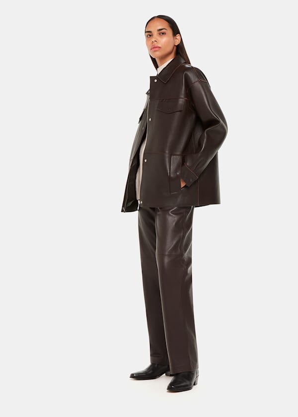 Brown Clean Bonded Leather Jacket