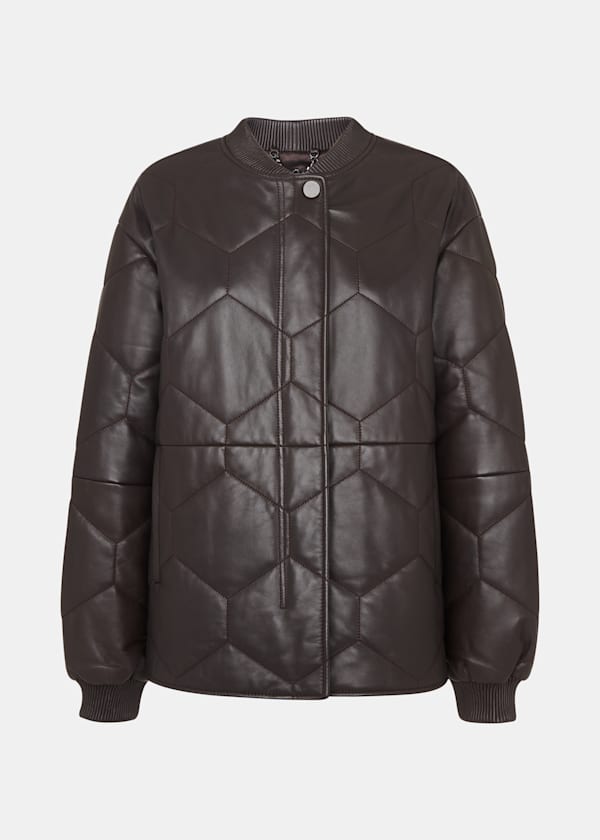 Burgundy Cleo Leather Quilted Jacket