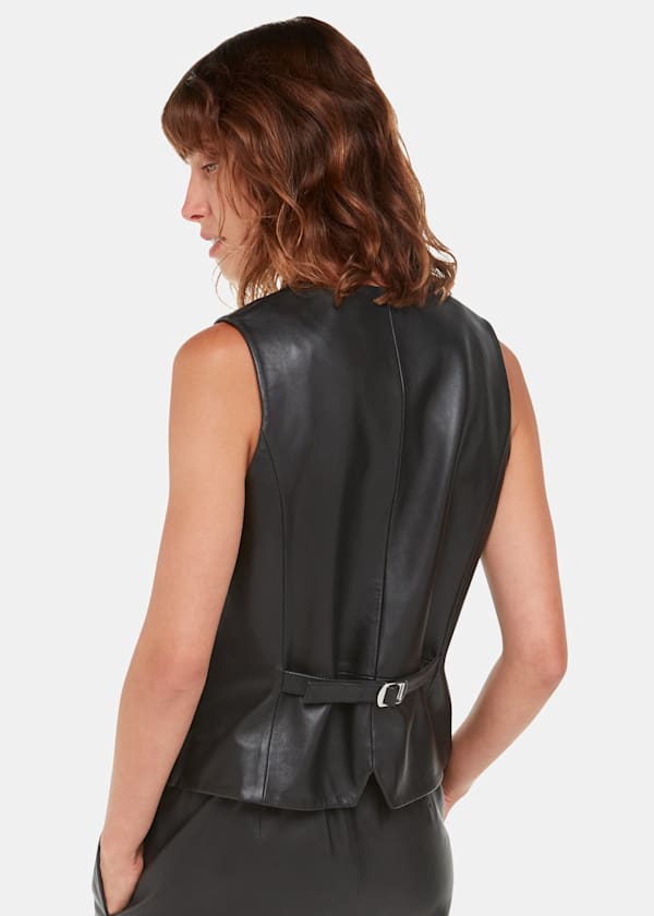 Black Catrin Leather Waistcoat