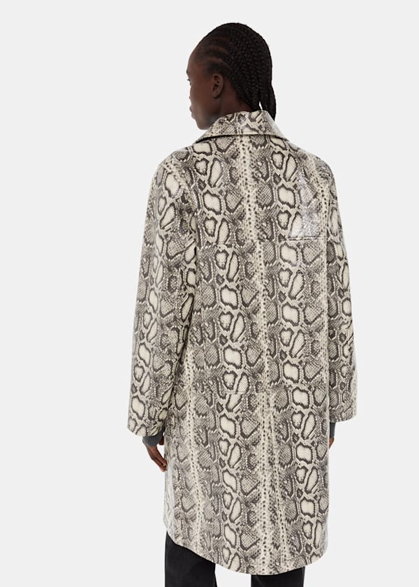 Multicolour Iyana Snake Print Leather Coat