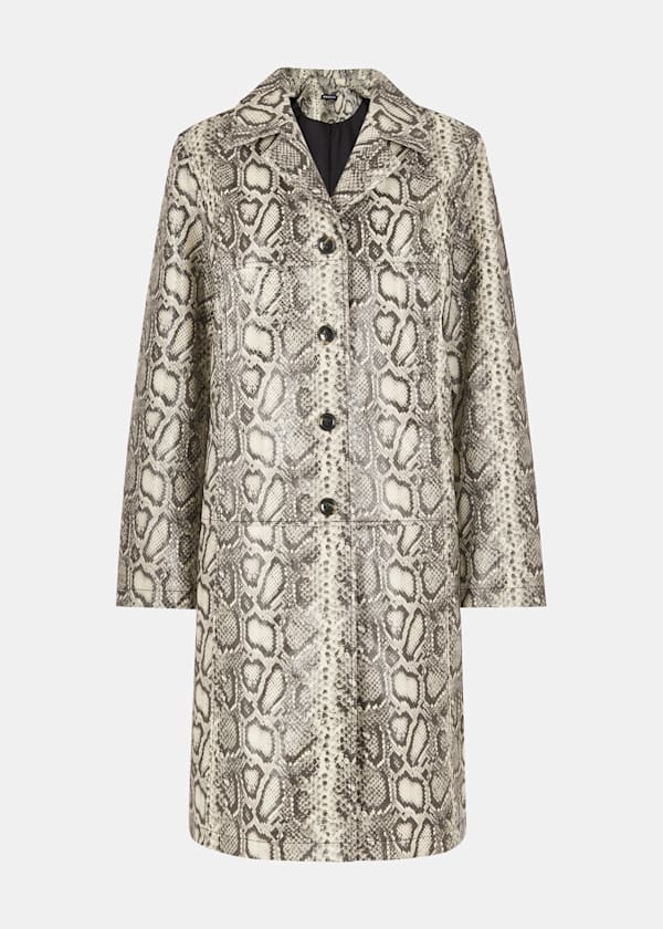 Iyana Snake Print Leather Coat