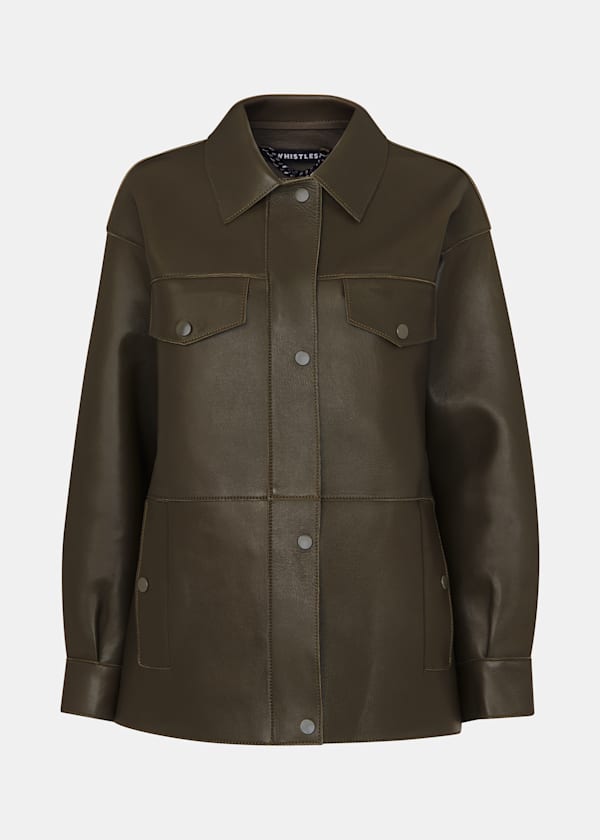 Khaki Clean Bonded Leather Jacket