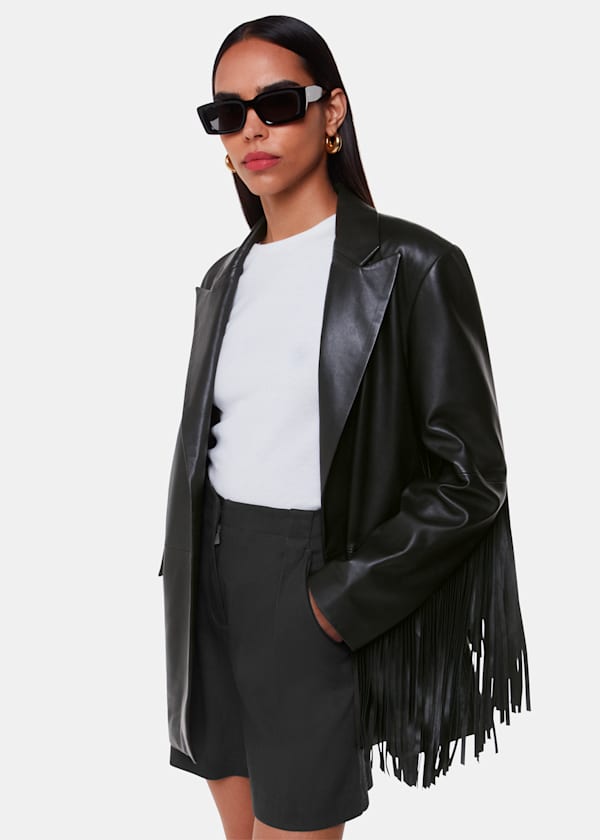 Gia Leather Fringed Jacket