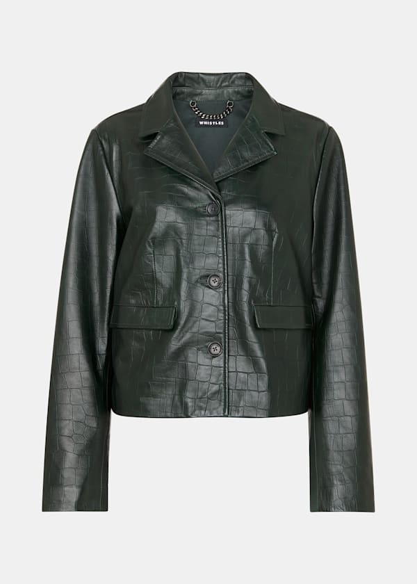 Delia Croc Leather Jacket