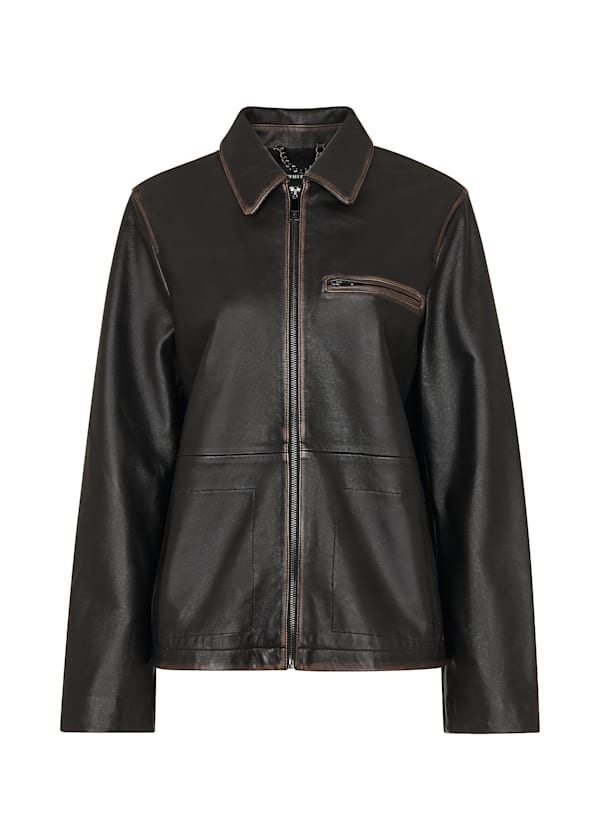 Brown Kate Burnished Leather Jacket