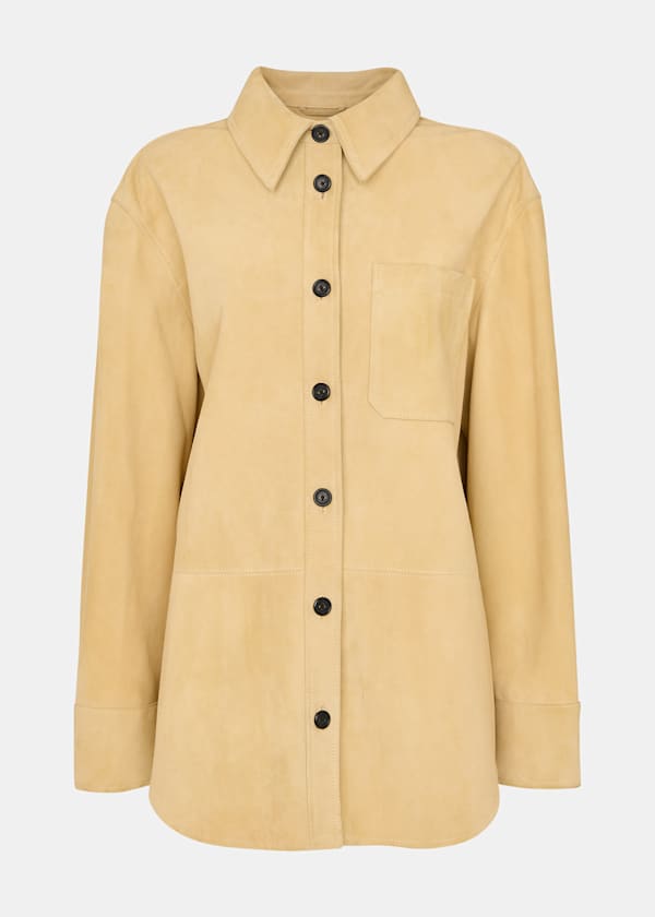 Neutral Sam Suede Leather Overshirt