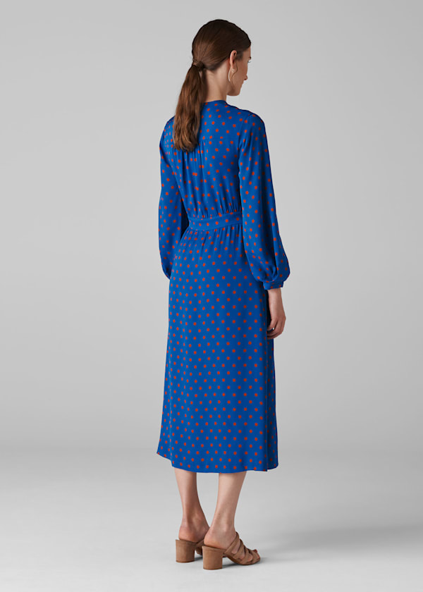 Blue Maria Spot Silk Wrap Dress