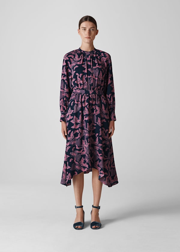 Pink Papillion Print Shirt Dress
