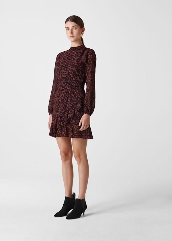 Red Confetti Heart Frill Dress