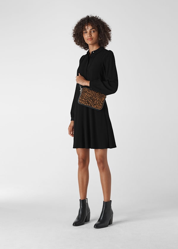 Black Pintuck Shirt Dress
