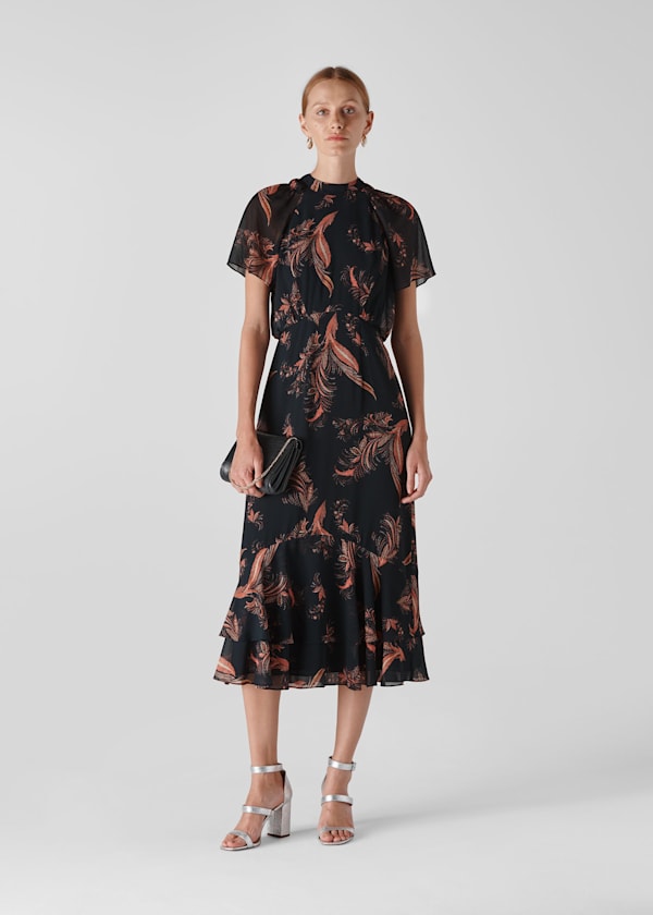 Black Rose Paisley Leaf Dress