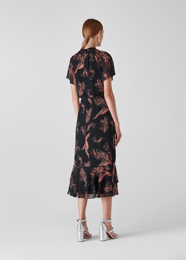 Black Rose Paisley Leaf Dress