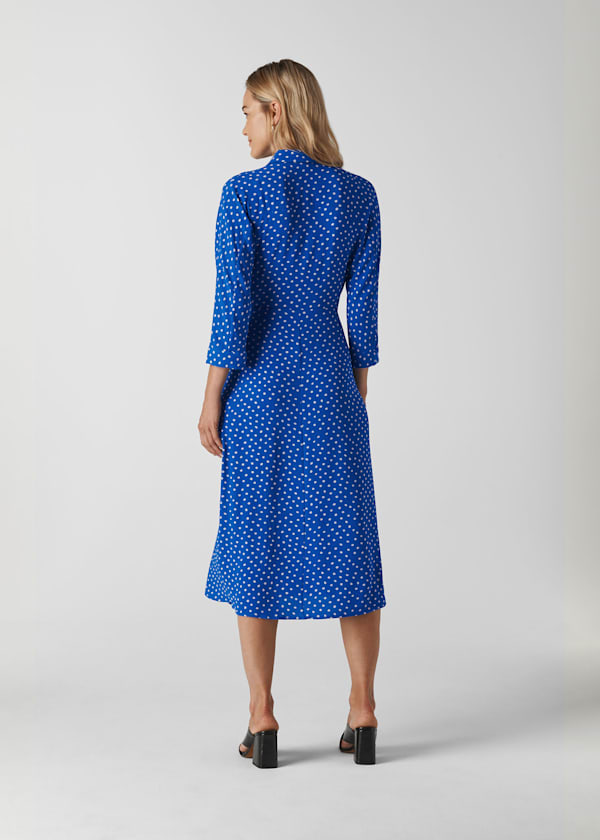 Blue Abstract Spot Selma Tie Dress