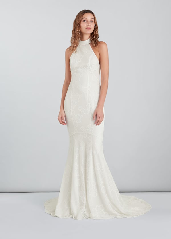 Ivory Maria Halter Wedding Dress