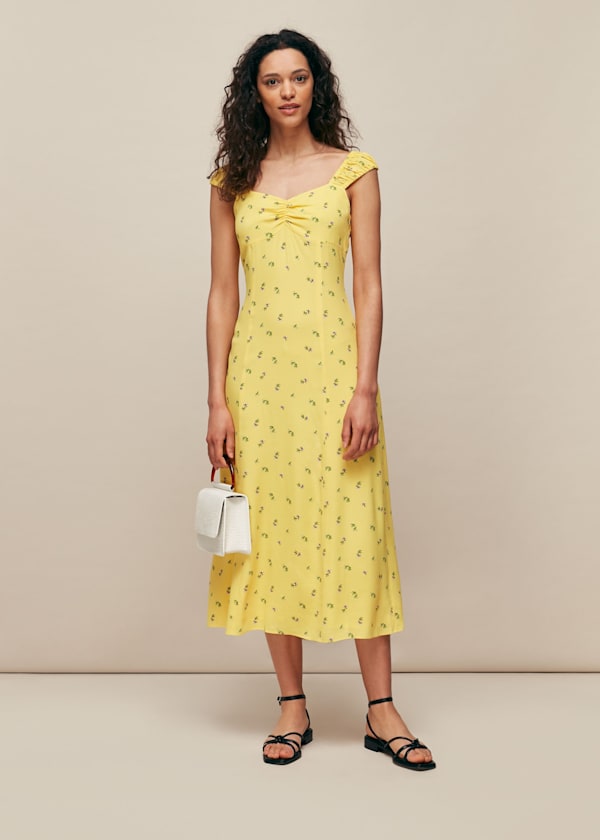 Yellow Forget Me Not Print Dress