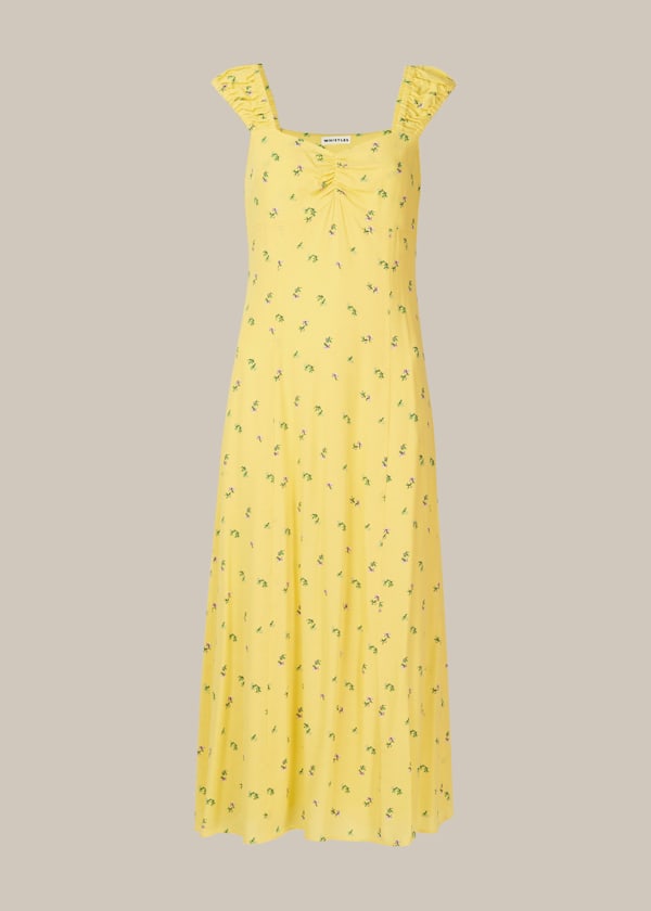 Yellow Forget Me Not Print Dress