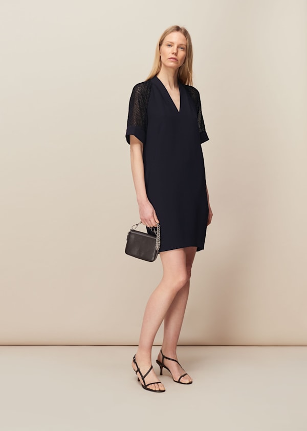 Navy Lina Animal Dobby Dress