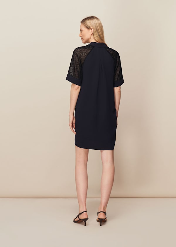 Navy Lina Animal Dobby Dress