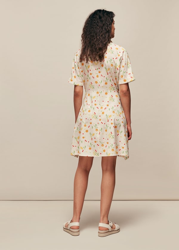 Cream Dolly Fruit Tie Front Dress
