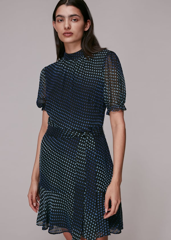 Blue Gianna Ombre Dobby Dress