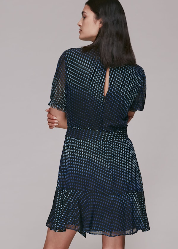 Blue Gianna Ombre Dobby Dress