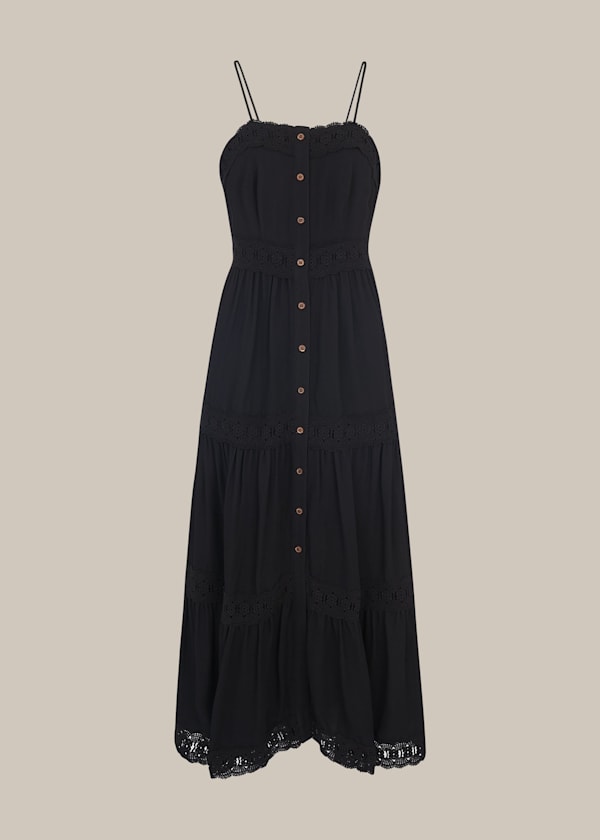 Black Strappy Lace Paneled Dress