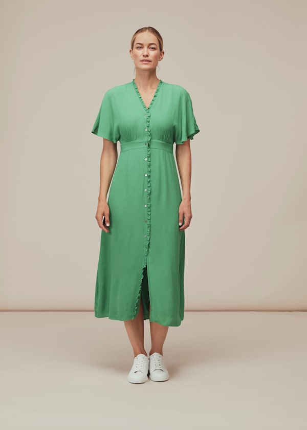 Green Ella V Neck Dress
