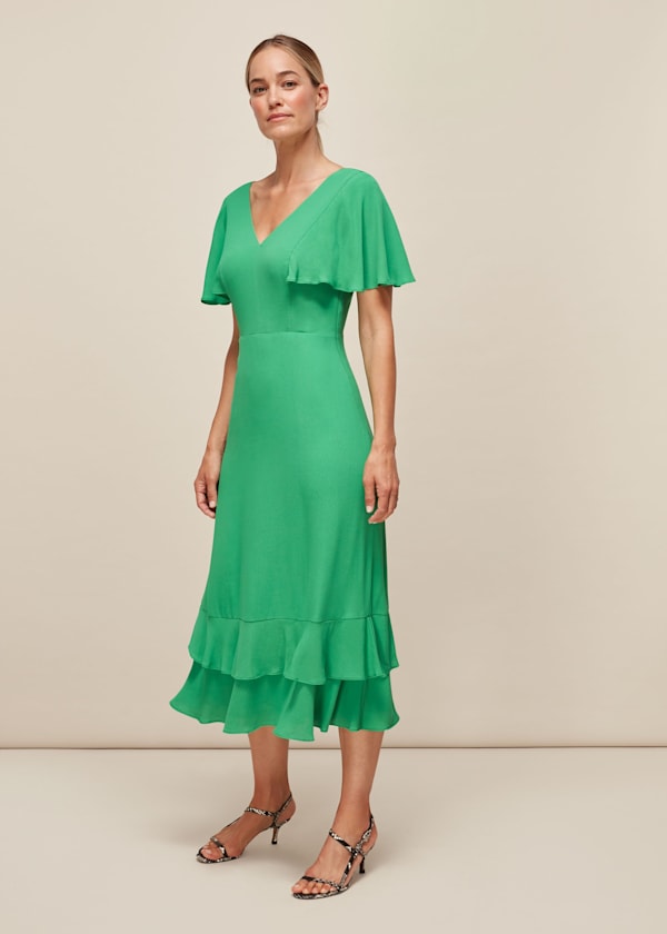 Green Cathy Frill Hem Dress