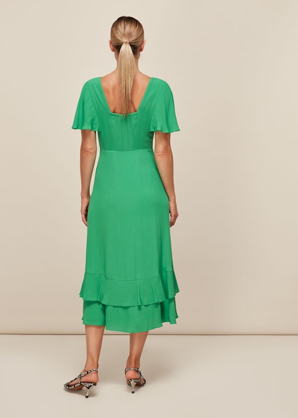 Green Cathy Frill Hem Dress