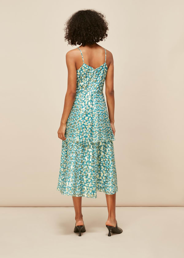 Green Strappy Animal Metallic Dress